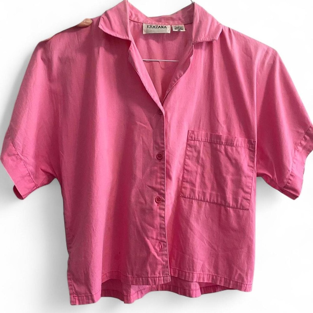 Khazana vintage pink cropped button down shirt